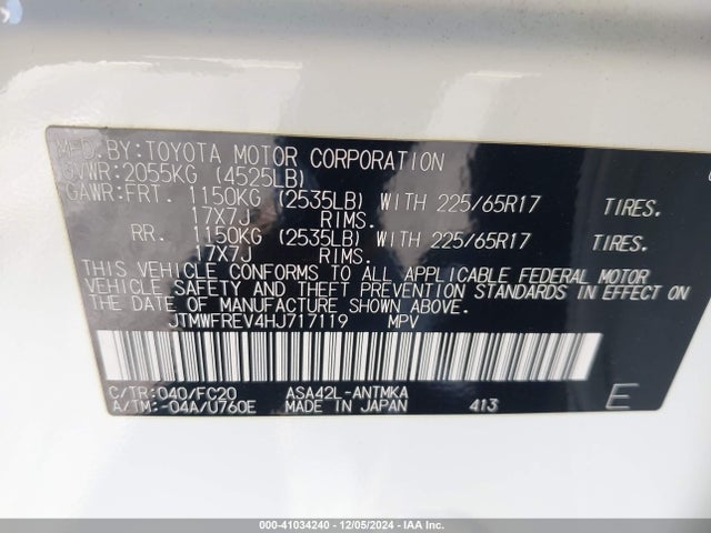 Toyota Rav4 Xle 2017 JTMWFREV4HJ717119 Image 9