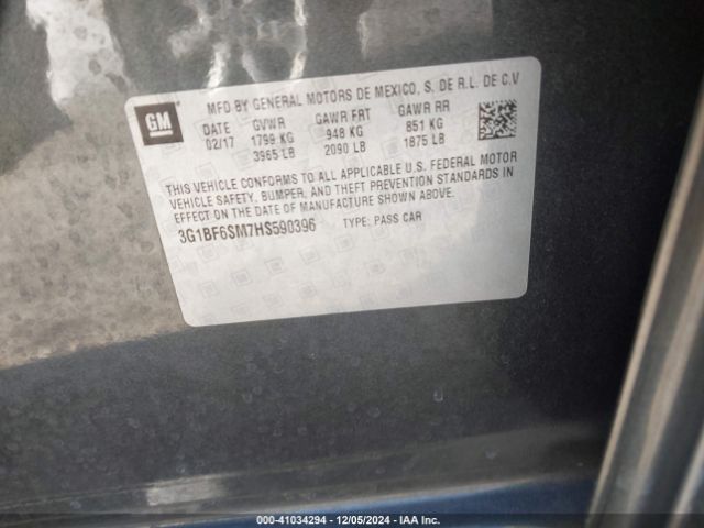 3G1BF6SM7HS590396 Chevrolet Cruze Premier Auto