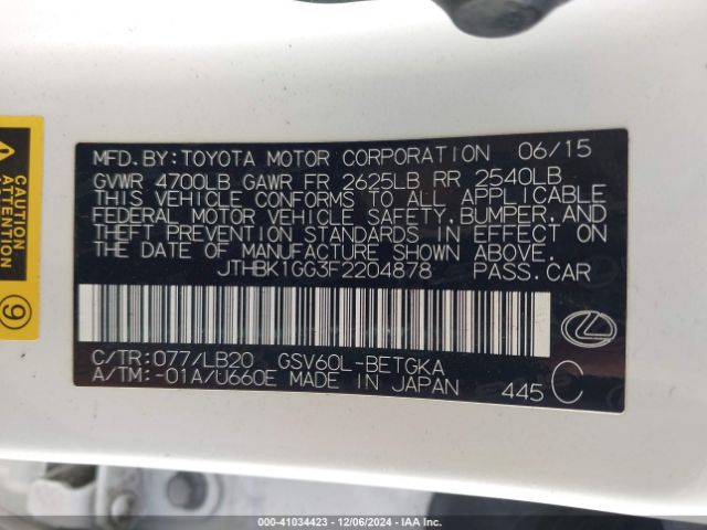 JTHBK1GG3F2204878 Lexus ES 350
