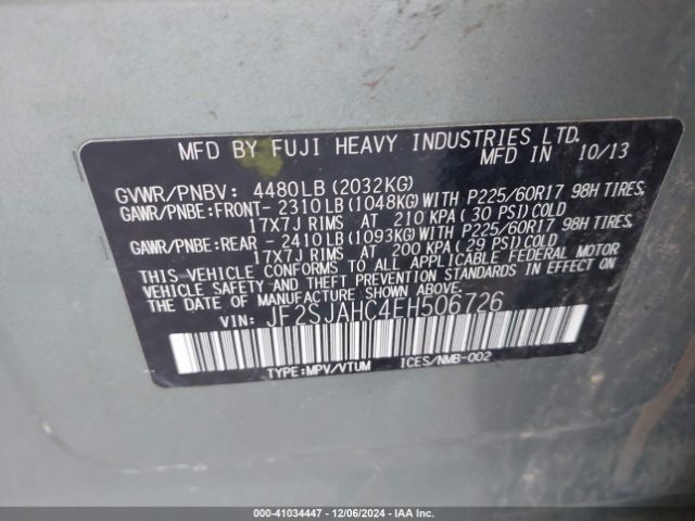 JF2SJAHC4EH506726 Subaru Forester 2.5i Limited