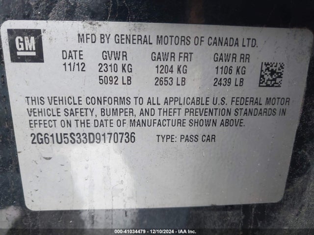 2013 CADILLAC XTS 2G61U5S33D9170736 Photo 8