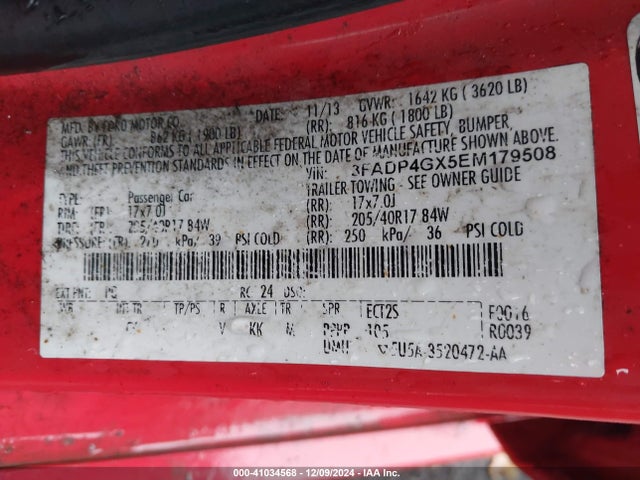 Ford FIESTA ST 2014 3FADP4GX5EM179508 Image 9