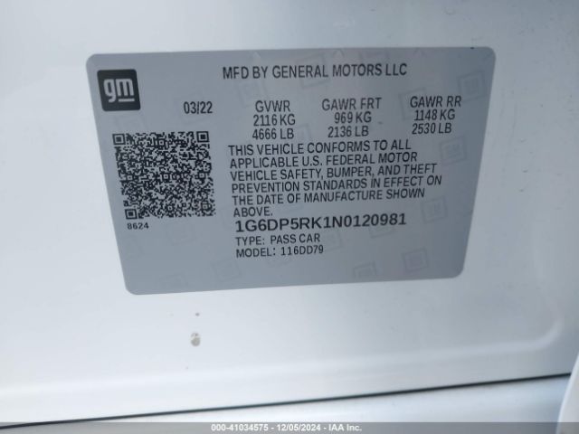 1G6DP5RK1N0120981 Cadillac Ct5 Sport