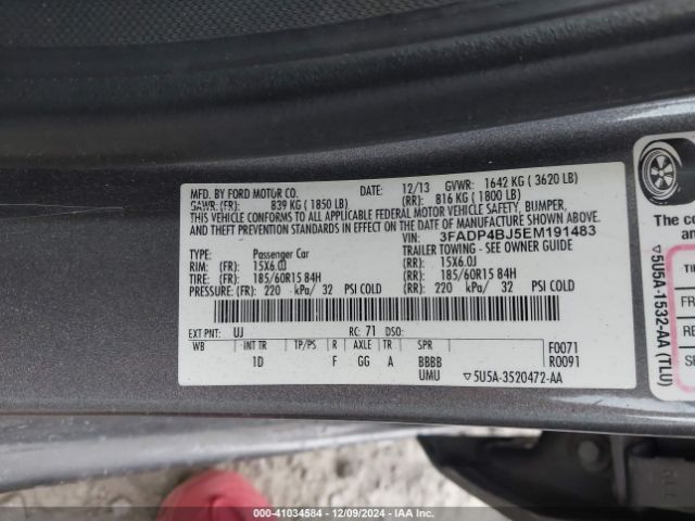 3FADP4BJ5EM191483 Ford FIESTA SE