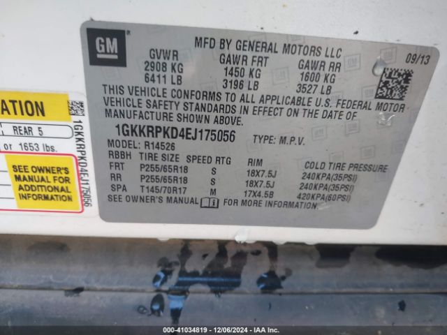 1GKKRPKD4EJ175056 GMC Acadia Sle-2