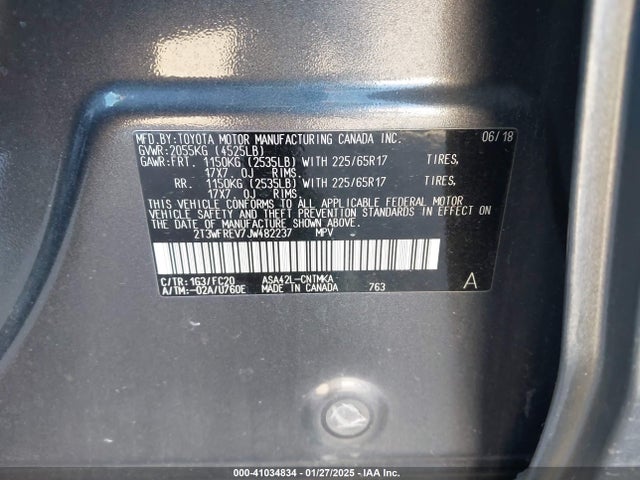 2T3WFREV7JW482237 Toyota Rav4 Adventure/xle
