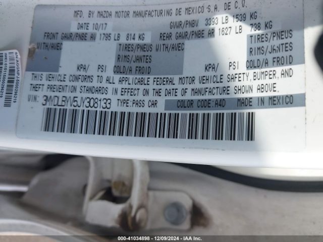 3MYDLBYV5JY308133 Toyota YARIS IA