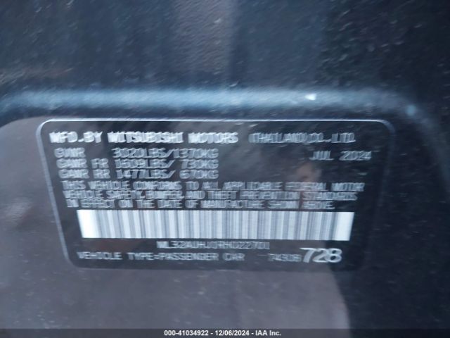 2024 MITSUBISHI MIRAGE ML32AUHJ1RH022701 Photo 8
