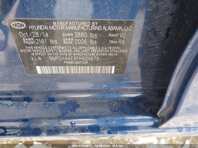 Hyundai ELANTRA SE 2015 5NPDH4AE6FH604675 Image 9