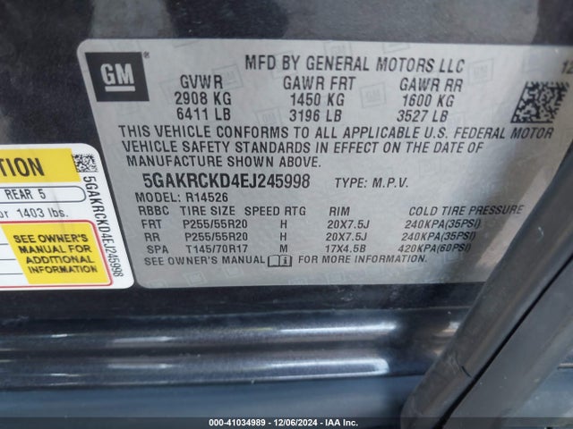 5GAKRCKD4EJ245998 Buick Enclave Premium