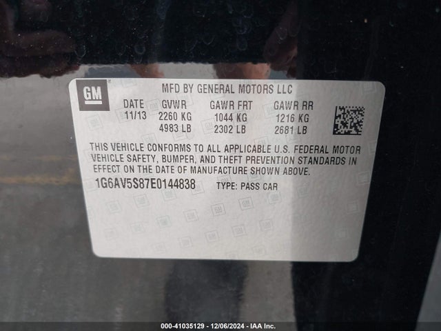 1G6AV5S87E0144838 Cadillac Cts Vsport Premium