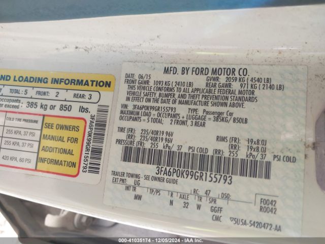 3FA6P0K99GR155793 Ford Fusion Titanium