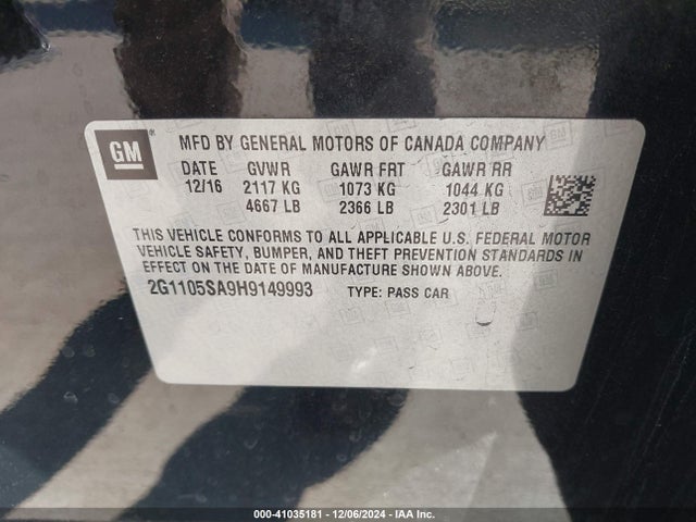 2G1105SA9H9149993 Chevrolet IMPALA 1LT