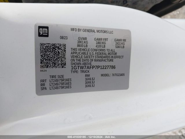 1GTW7AFP7P1227786 GMC Savana Cargo Rwd 2500 Regular Wheelbase Work Van