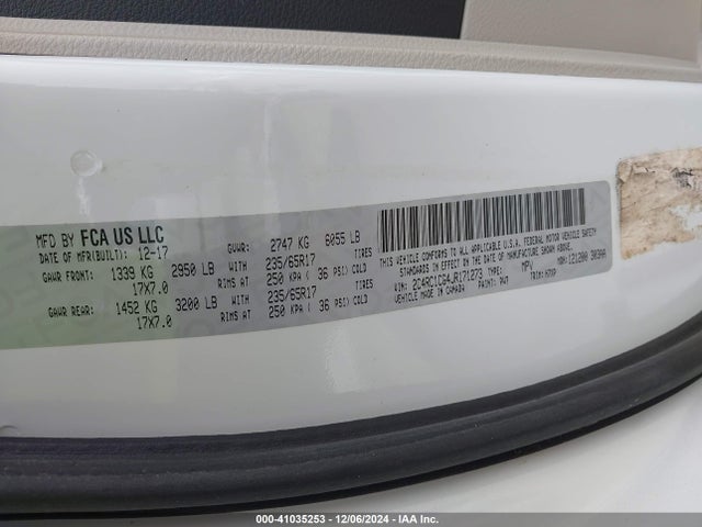 2C4RC1CG4JR171273 Chrysler Pacifica Lx