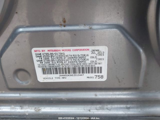 JA4AD2A3XEZ010447 Mitsubishi Outlander Es