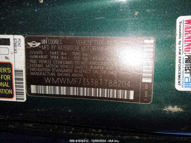 2008 MINI COOPER S WMWMF73538TT88204 Photo 8