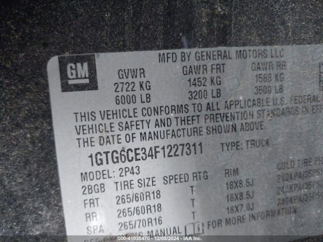 1GTG6CE34F1227311 GMC CANYON SLT