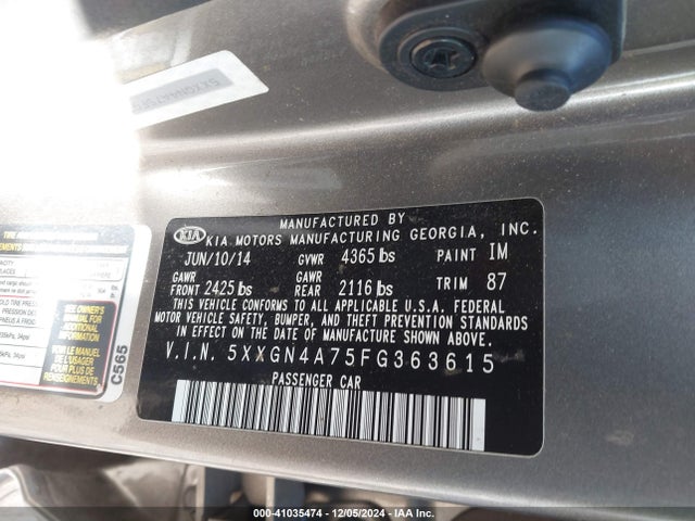 KIA OPTIMA EX 2015 5XXGN4A75FG363615 Image 9