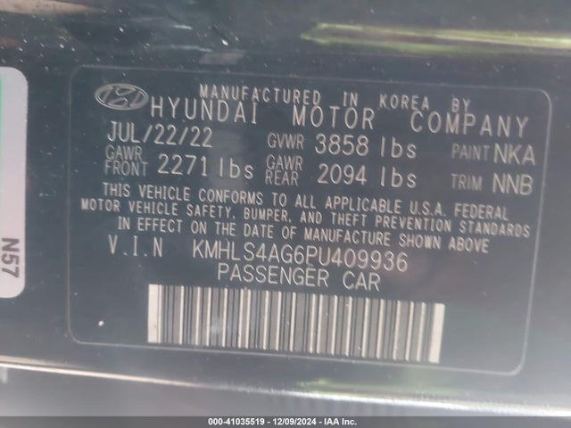 Hyundai ELANTRA SEL 2023 KMHLS4AG6PU409936 Image 9