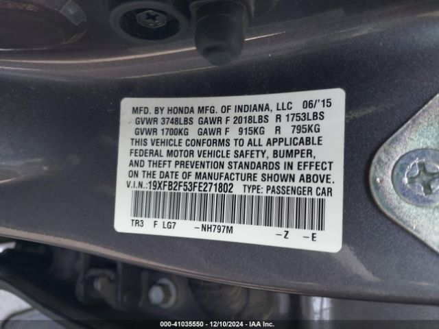 19XFB2F53FE271802 Honda Civic Lx