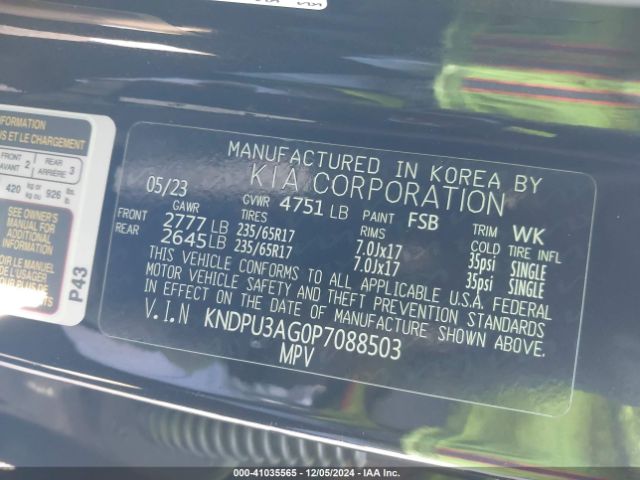 KNDPU3AG0P7088503 KIA Sportage Hybrid Lx