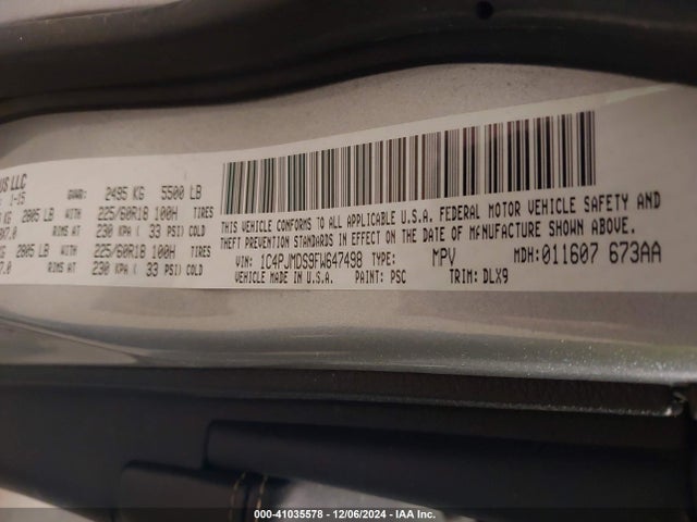 1C4PJMDS9FW647498 Jeep Cherokee Limited