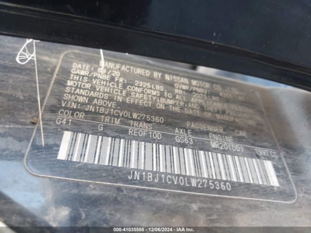 JN1BJ1CV0LW275360 Nissan Rogue Sport S Fwd Xtronic Cvt