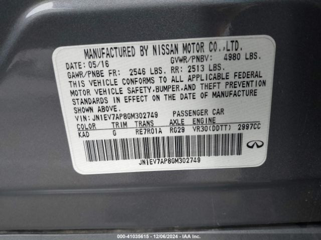 JN1EV7AP8GM302749 Infiniti Q50 3.0t Premium