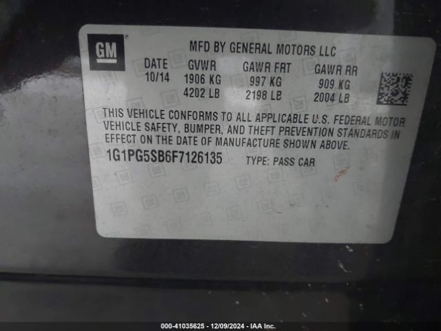 1G1PG5SB6F7126135 Chevrolet CRUZE LTZ