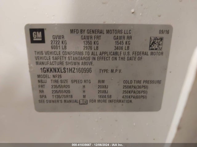 1GKKNXLS1HZ160996 GMC Acadia Denali