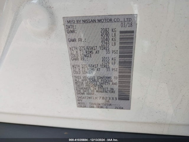 Nissan ROGUE SV 2018 5N1AT2MT1JC782333 Image 9
