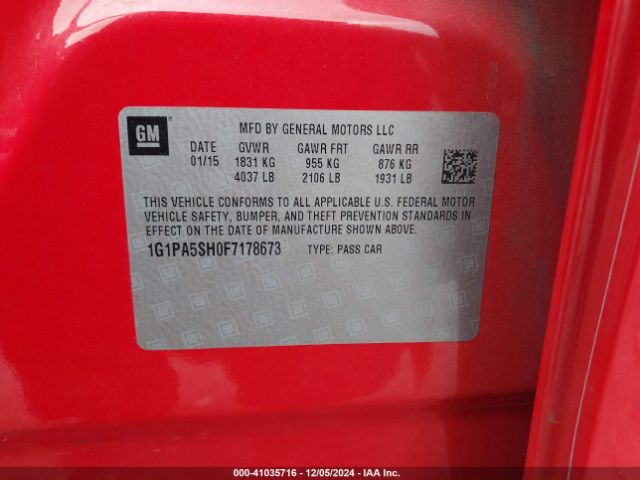 1G1PA5SH0F7178673 Chevrolet Cruze Ls Auto