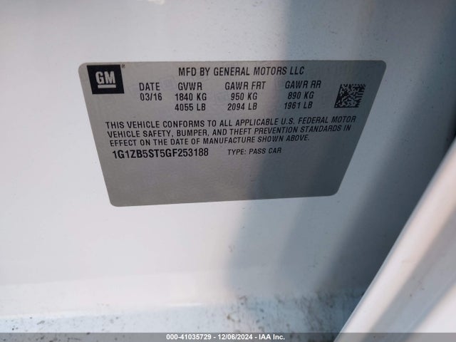 Chevrolet MALIBU LS 2016 1G1ZB5ST5GF253188 Image 9