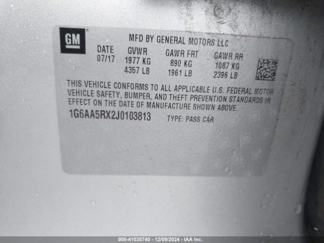 1G6AA5RX2J0103813 Cadillac Ats Standard