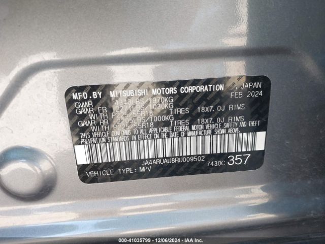2024 MITSUBISHI OUTLANDER SPORT JA4ARUAU8RU009502 Photo 8