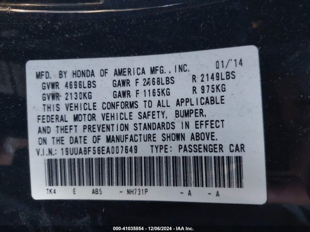 19UUA8F56EA007649 Acura Tl 3.5