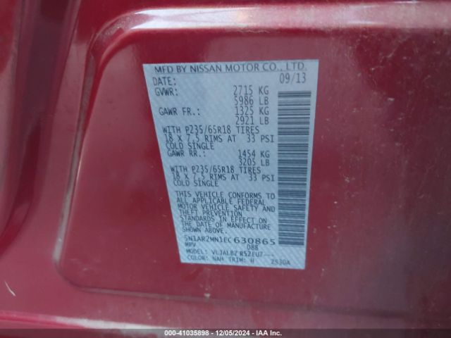 5N1AR2MN1EC630865 Nissan Pathfinder S
