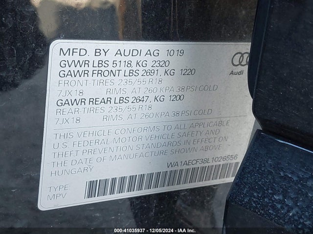 WA1AECF38L1026556 Audi Q3 Premium 45 Tfsi Quattro Tiptronic