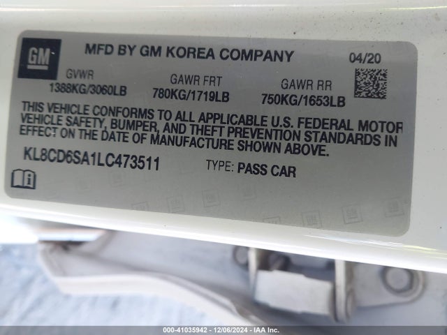 Chevrolet Spark Fwd 1lt Automatic 2020 KL8CD6SA1LC473511 Image 9