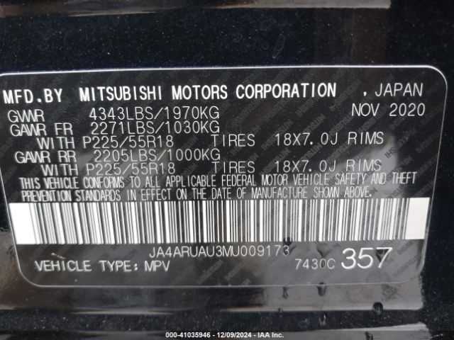 2021 MITSUBISHI OUTLANDER SPORT JA4ARUAU3MU009173 Photo 8
