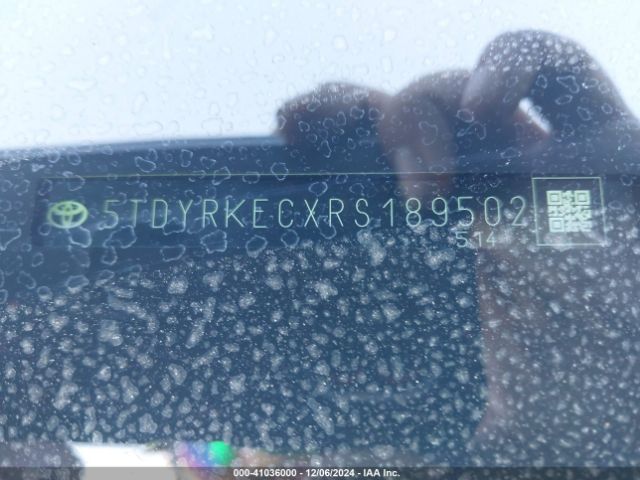 5TDYRKECXRS189502 Toyota SIENNA XLE