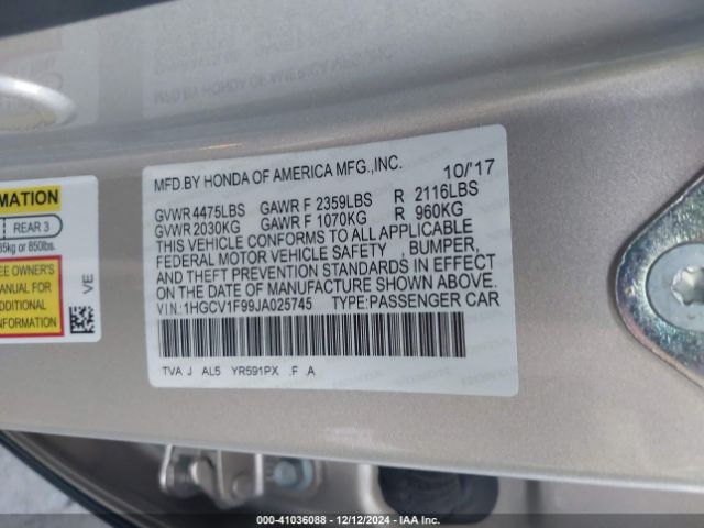 1HGCV1F99JA025745 Honda Accord Touring