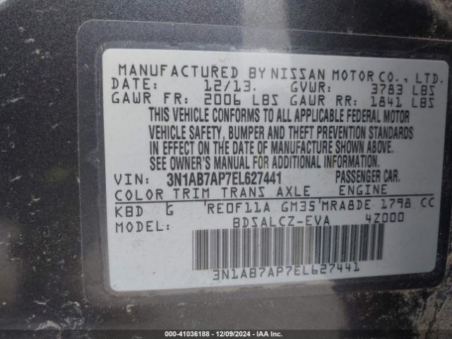 3N1AB7AP7EL627441 Nissan SENTRA S