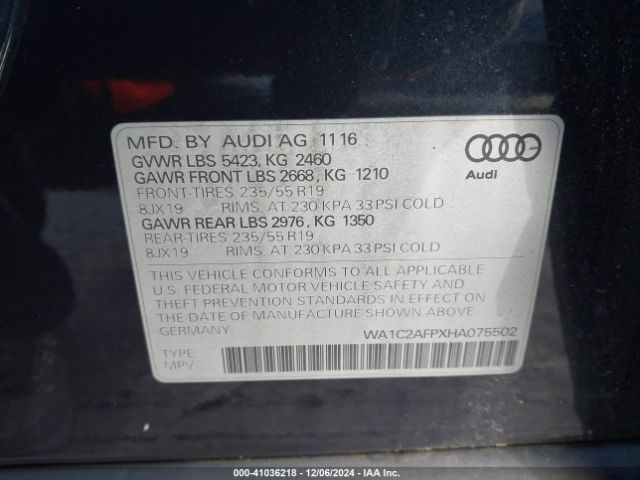 WA1C2AFPXHA075502 Audi Q5 2.0t Premium