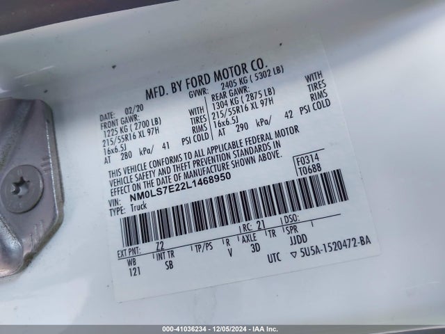 Ford Transit Connect Xl Cargo Van 2020 NM0LS7E22L1468950 Image 9