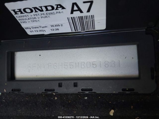 5FNYF6H55MB051831 Honda Pilot Awd Ex-l