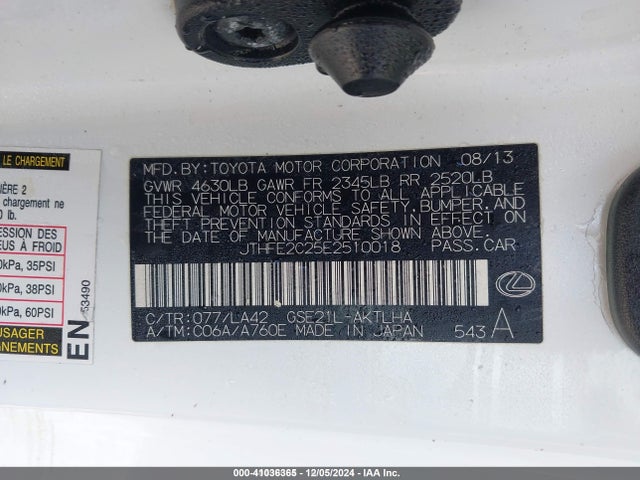 JTHFE2C25E2510018 Lexus IS 350C