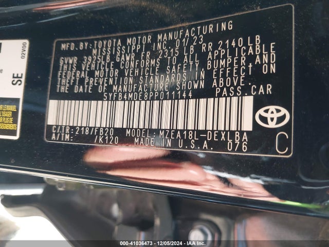 Toyota COROLLA LE 2023 5YFB4MDE8PP011144 Image 9
