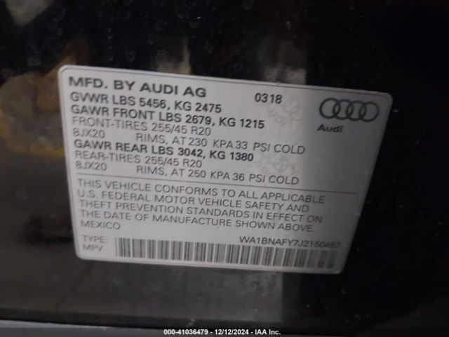 WA1BNAFY7J2150457 Audi Q5 2.0t Premium/2.0t Tech Premium